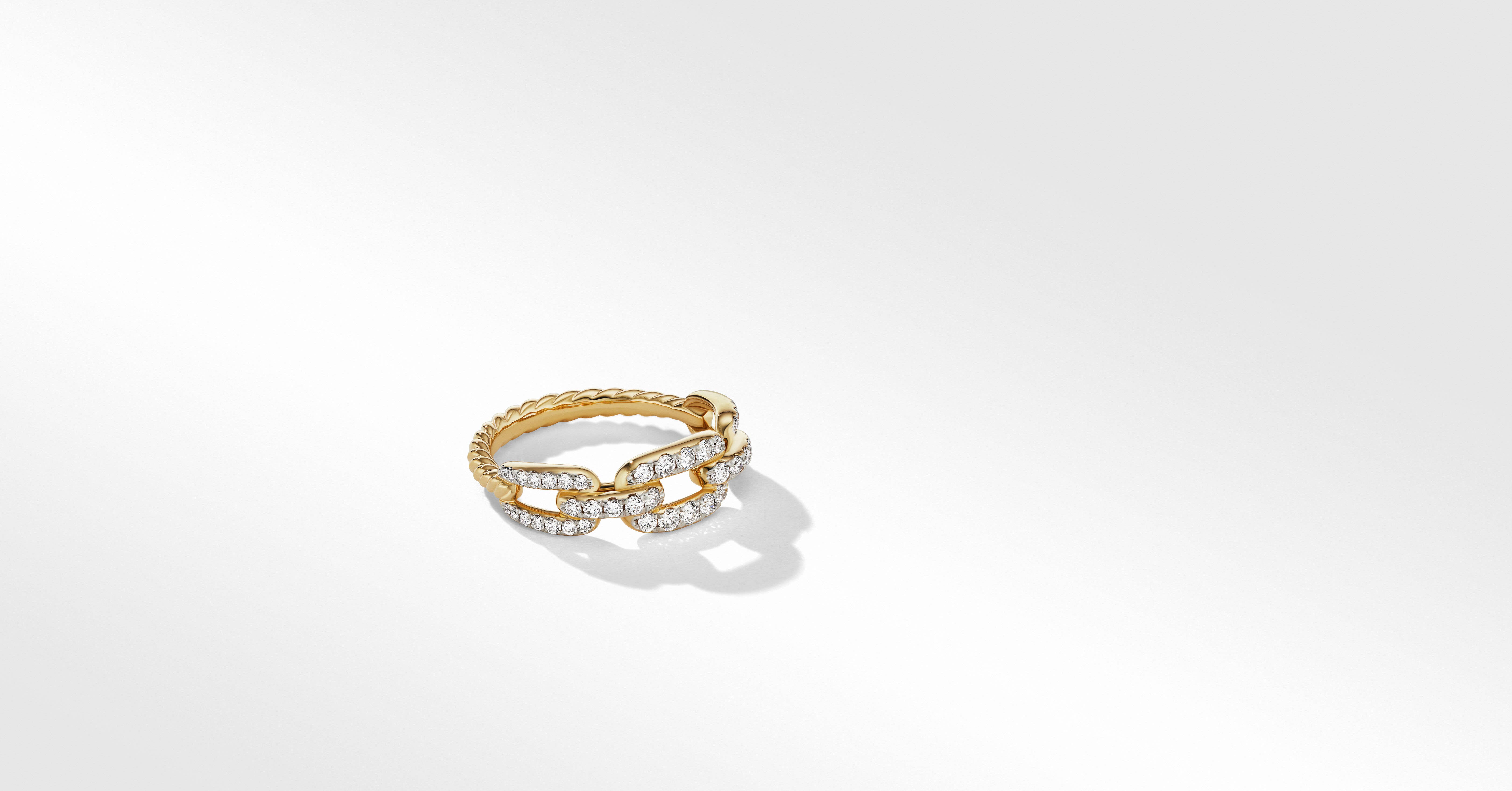 Stax Chain Link Ring in 18K Yellow Gold with Pavé Diamonds