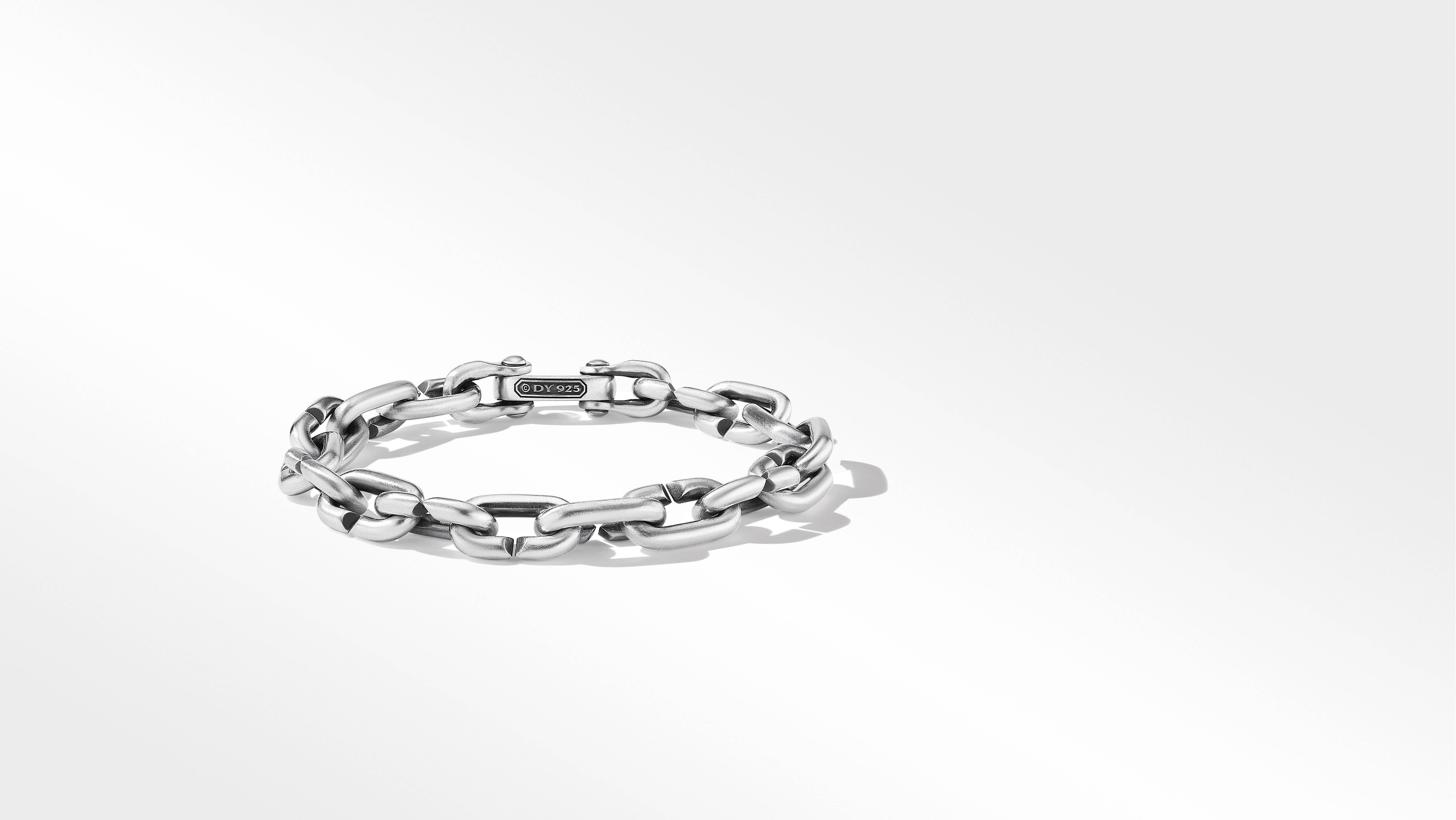 Curb Chain Angular Link Bracelet in Sterling Silver, 8.7mm