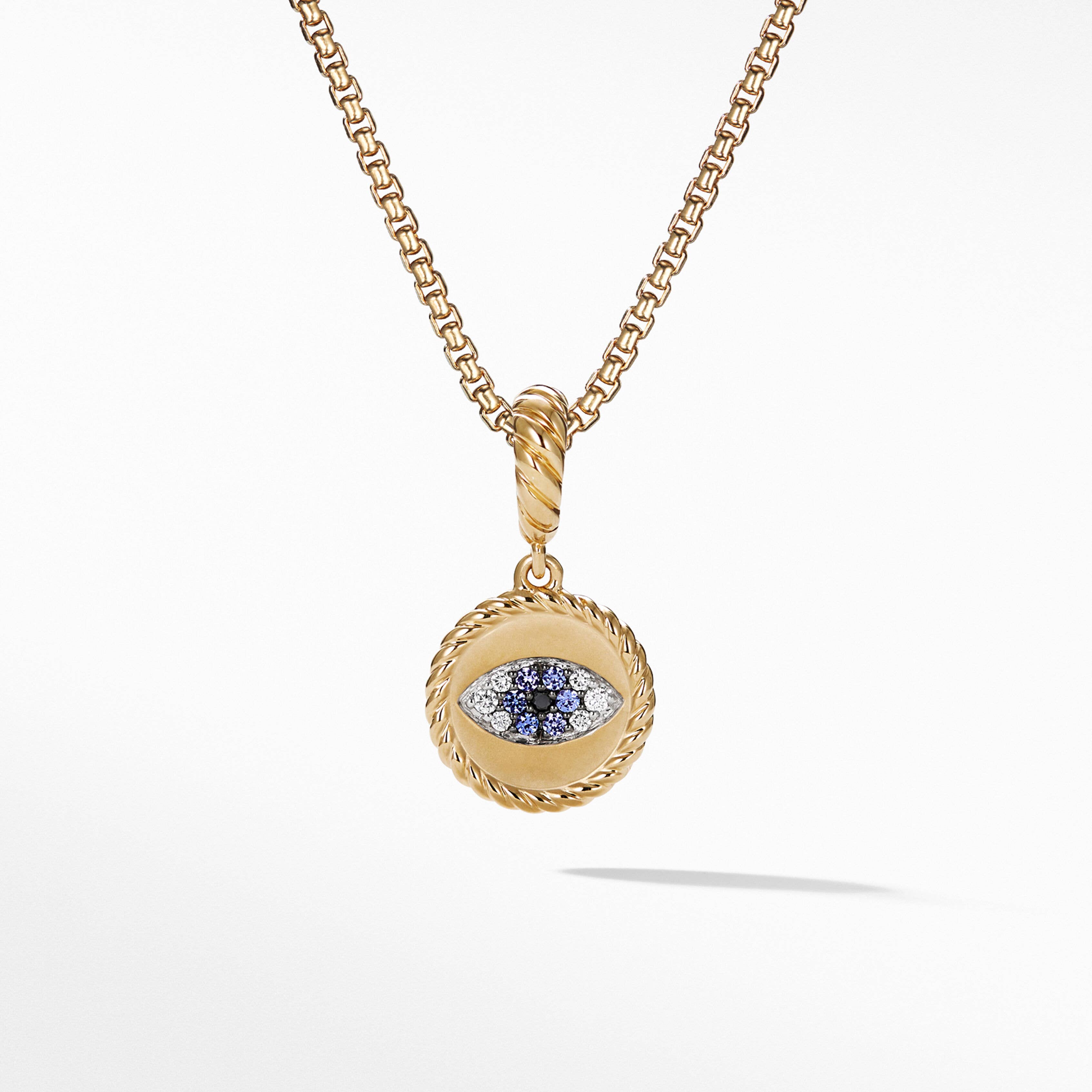 Evil Eye Amulet in 18K Yellow Gold with Pavé Blue Sapphires and ...