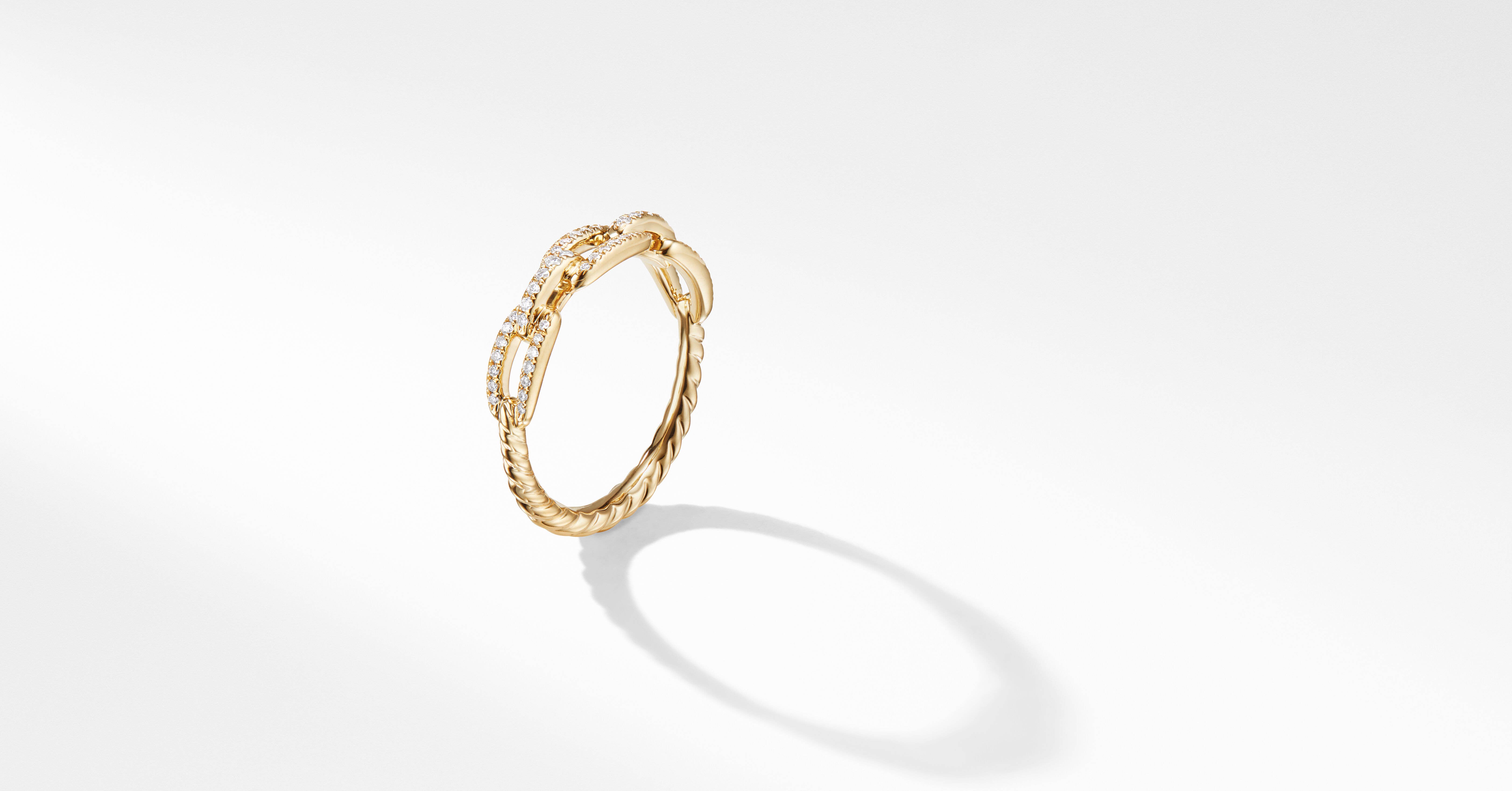 Stax Chain Link Ring in 18K Yellow Gold with Pavé Diamonds