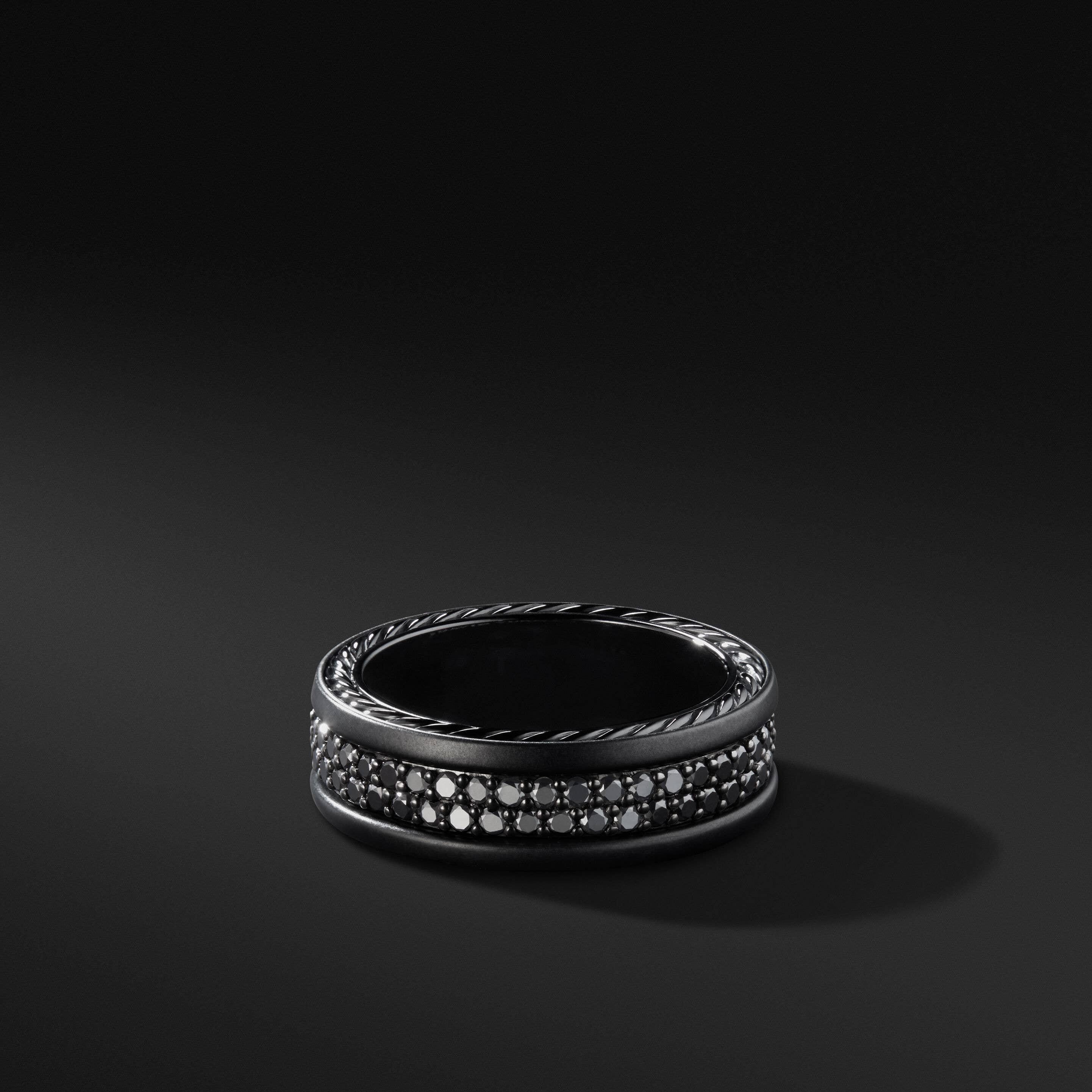 Black Diamond Two Row Band Ring