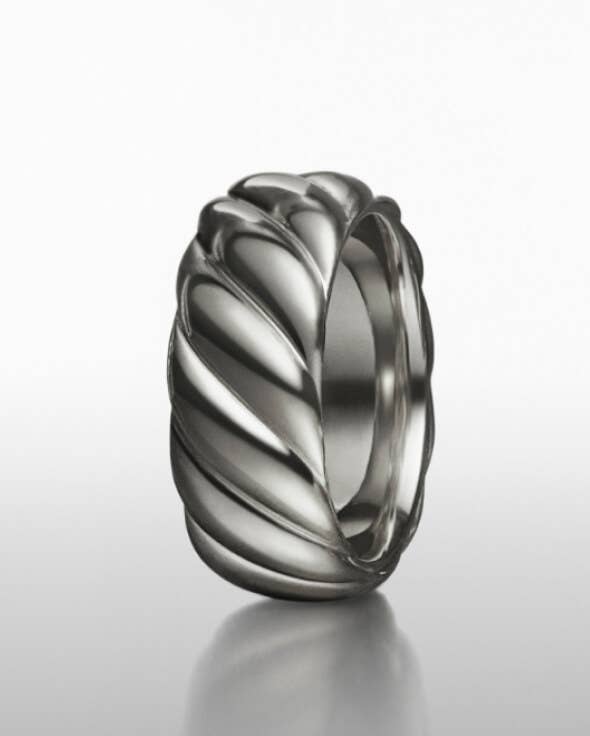 A David Yurman Sculpted Cable ring in silver.