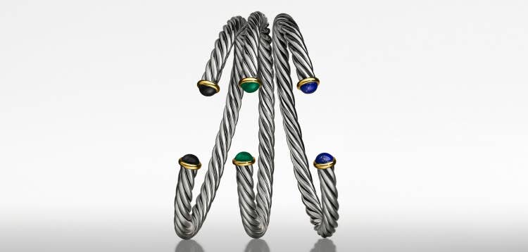 Trois bracelets Cable David Yurman pour homme.