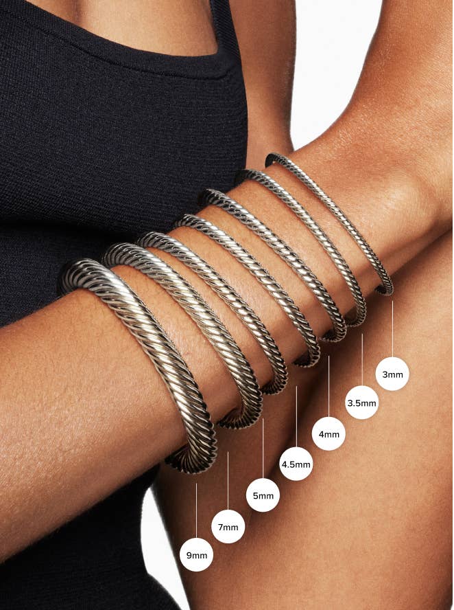 David Yurman bracelets on a size scale.