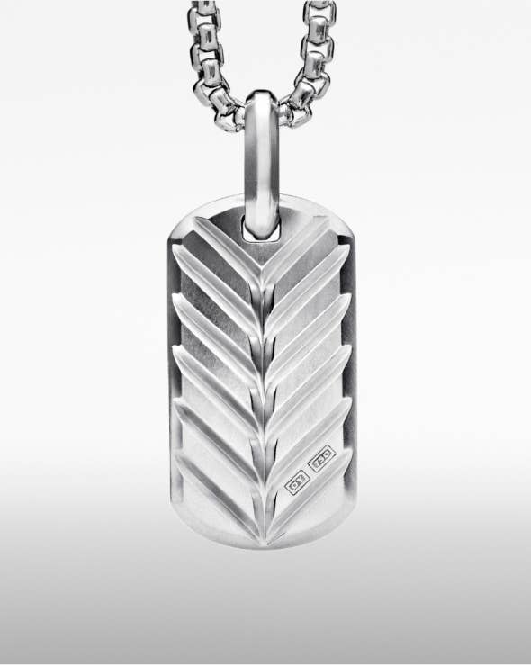 A silver David Yurman Chevron tag.