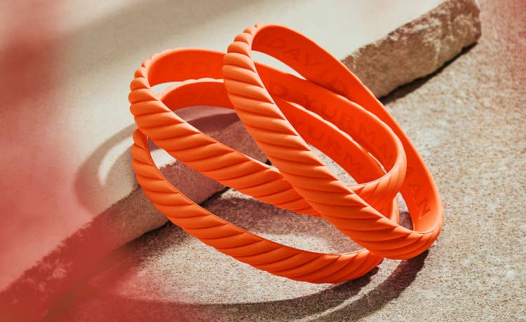 Cable Bracelet in Orange Rubber, 10mm
