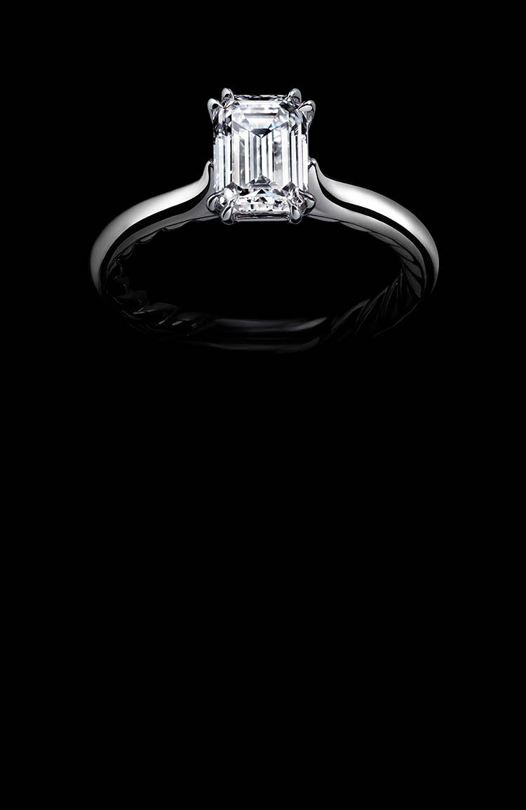 A David Yurman emerald cut diamond ring.