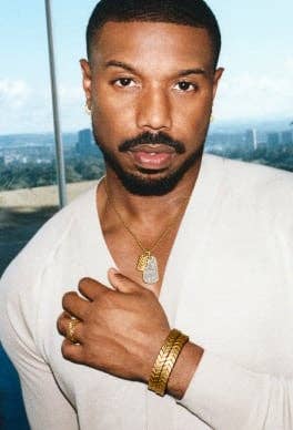 Michael B Jordan wearing David Yurman Chevron collection