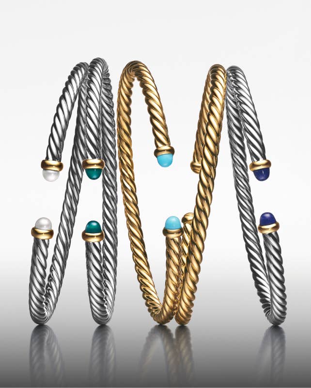 Five David Yurman Cable Flex™ bracelets.