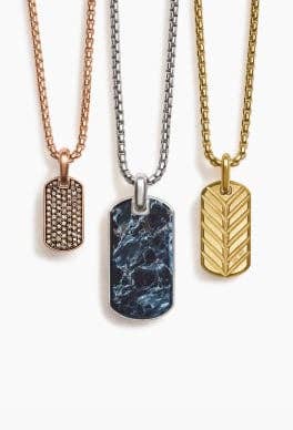 Three David Yurman Chevron dog tags.