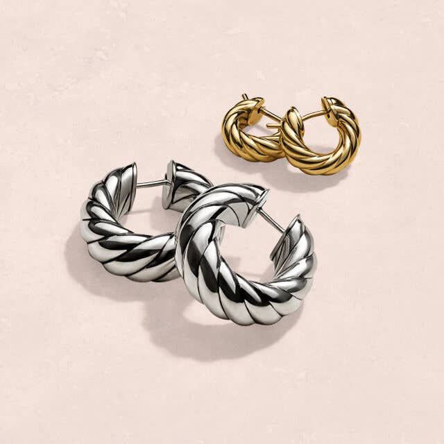 Sterling Silver Post Drop Stud Earrings with Double Hoop Dot, Bluestone  Jewelry