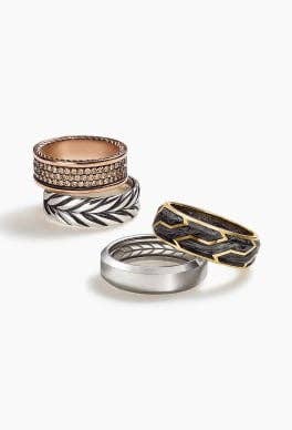 Four David Yurman band rings.