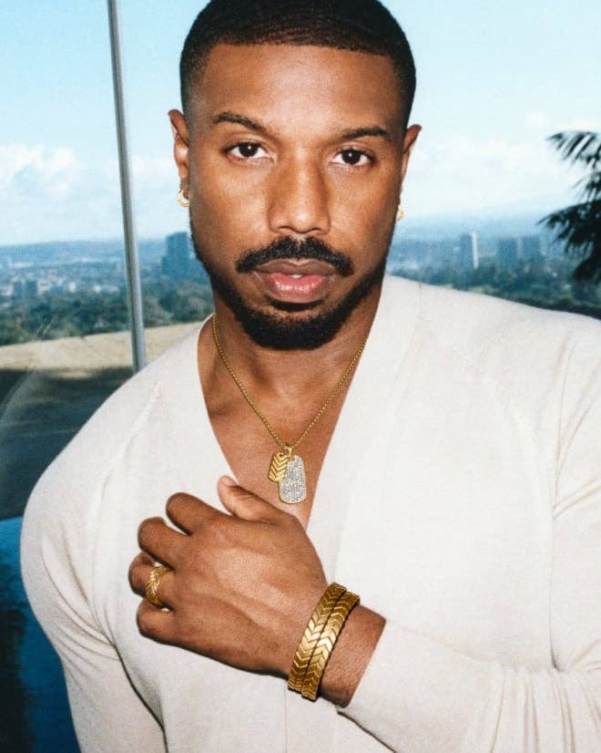 Michael B. Jordan wearing David Yurman's Chevron collection.