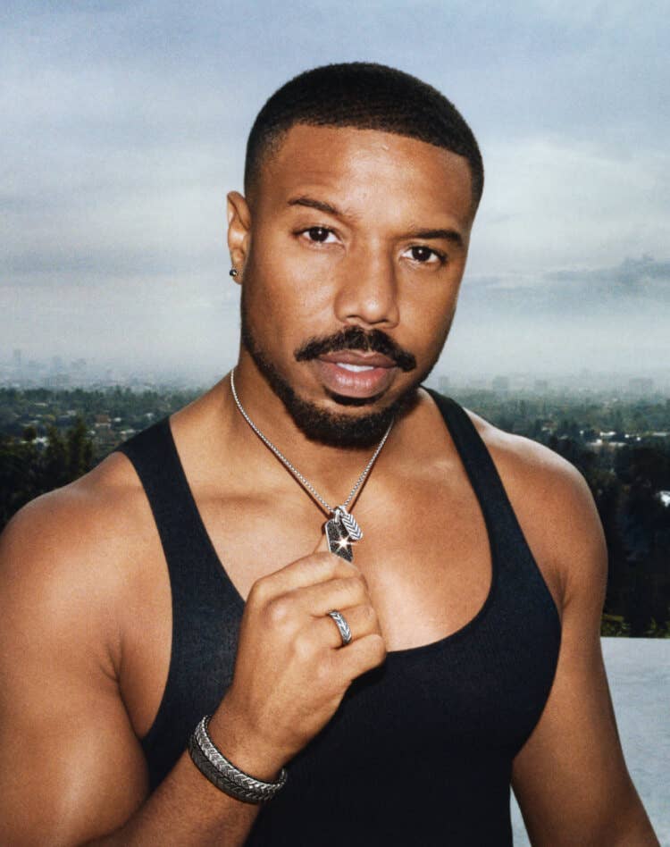 Michael B. Jordan in David Yurman Chevron jewelry.