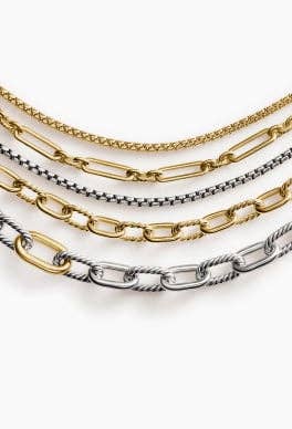 Five David Yurman chain necklaces.