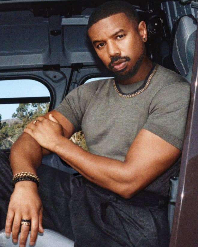 Michael B. Jordan wearing David Yurman Curb Chain.