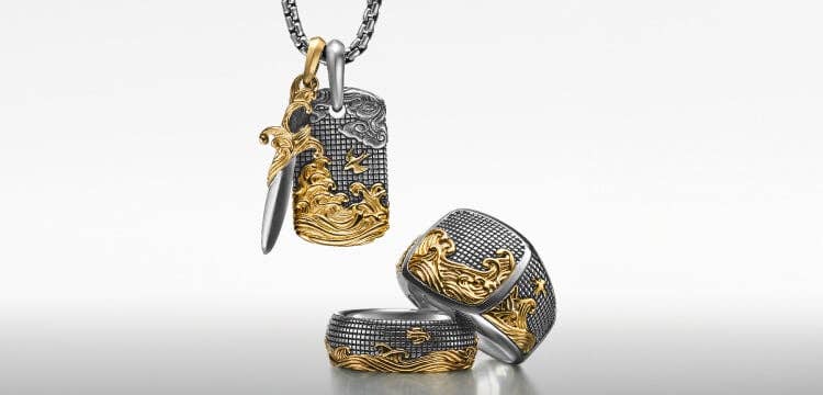 Pendentifs et bagues Waves de David Yurman.