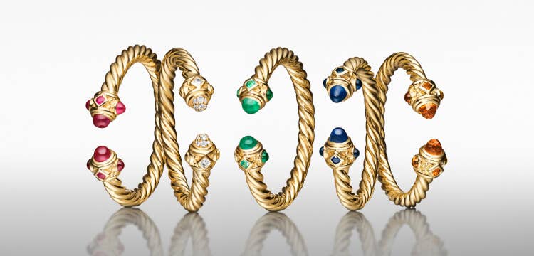 David Yurman's Renaissance gold band rings.