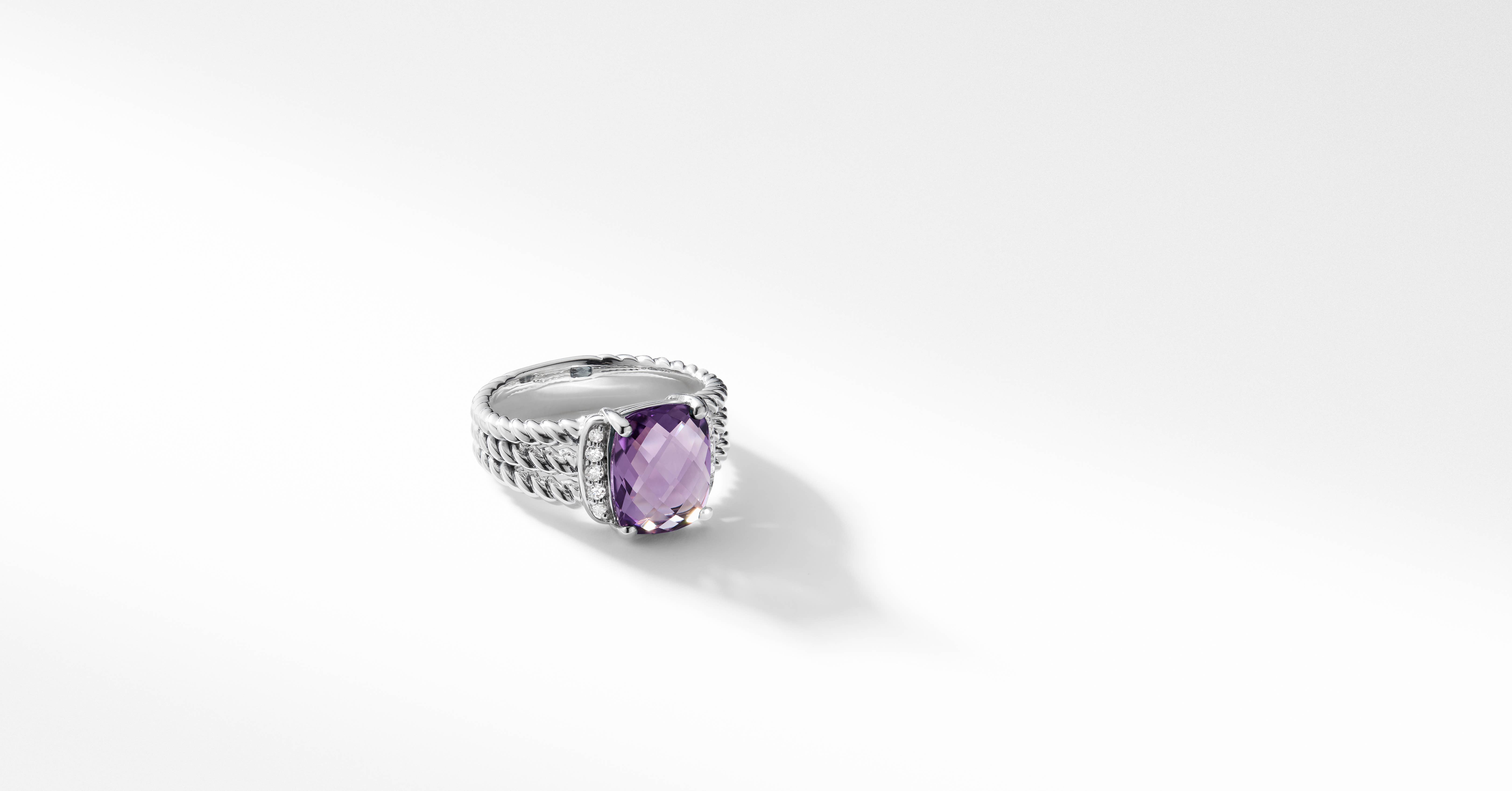 petite wheaton ring with amethyst and diamonds